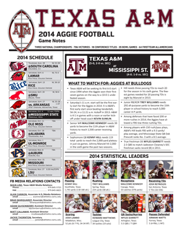 2014 AGGIE FOOTBALL Game Notes