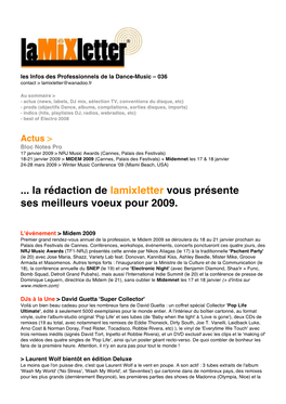 La Rédaction De Lamixletter Vous Présente Ses Meilleurs Voeux Pour 2009