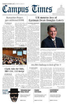 UR Mourns Loss of Eastman Dean Douglas Lowry