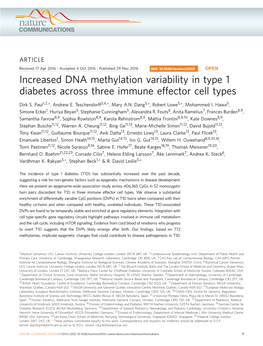 Increased DNA Methylation Variability in Type 1 Diabetes Across Three Immune Effector Cell Types