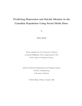 Predicting Depression and Suicide Ideation in the Canadian Population Using Social Media Data