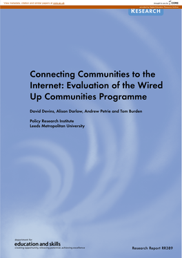 Evaluation of the Wired up Communities Programme