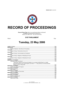 Record of Proceedings