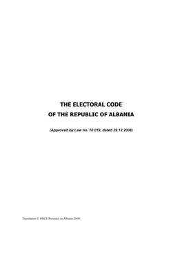 The Electoral Code of the Republic of Albania
