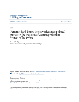 Feminist Hard-Boiled Detective Fiction As Political Protest in The