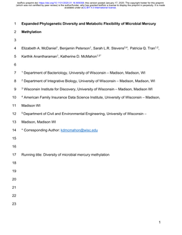 1 Expanded Phylogenetic Diversity and Metabolic Flexibility of Microbial Mercury