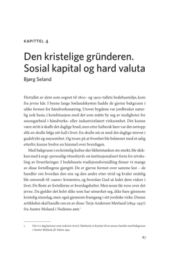 Kapittel 4:Den Kristelige Gründeren. Sosial Kapital Og Hard Valuta Bjørg