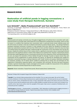 Restoration of Artificial Ponds in Logging Concessions: a Case-Study from Harapan Rainforest, Sumatra