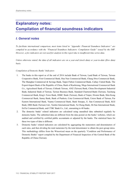 Explanatory Notes: Compilation of Financial Soundness Indicators