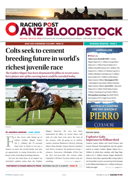 Colts Seek to Cement Breeding Future in World's Richest Juvenile Race | 2 | Saturday, March 21, 2020