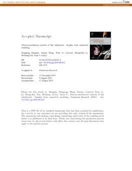 Thermo-Mechanical Controls of Flat Subduction: Insights from Numerical Modeling