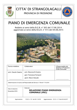 Piano Di Emergenza Comunale 5HgdwwrDlVhqvlGhood'*5QGho DjjlruqdwrDlVhqvlGhood'*5QGho