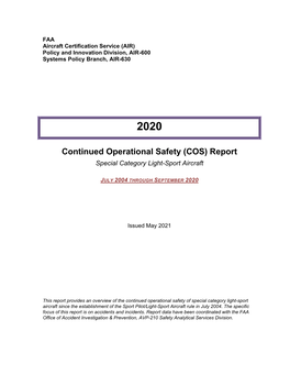 2020 SLSA Continued Operational Safety (COS) Report