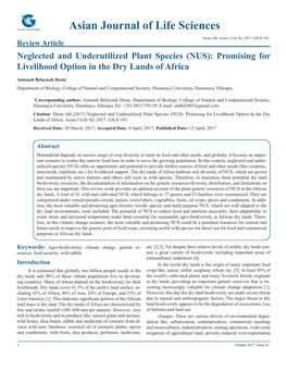 Asian Journal of Life Sciences