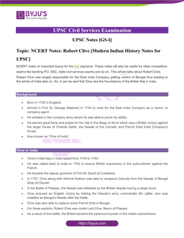 Robert Clive [Modern Indian History Notes for UPSC]