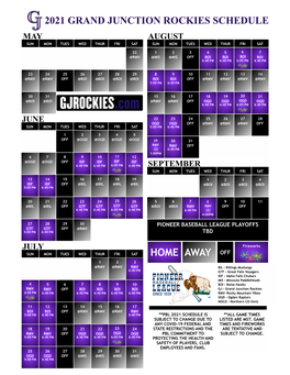 2021 Schedule Is **All Game Times Subject to Change Due to Listed Are Mst