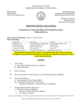 MEETING NOTICE and AGENDA Commission on Statewide Rules Of