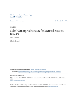 Solar Warning Architecture for Manned Missions to Mars James S