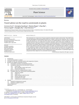 Plant Science Travel Advice on the Road to Carotenoids in Plants