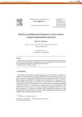 Bochner and Bernstein Theorems Via the Nuclear Integral Representation Theorem