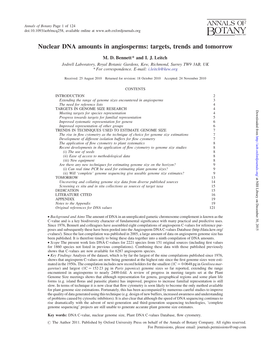 Nuclear DNA Amounts in Angiosperms: Targets, Trends and Tomorrow