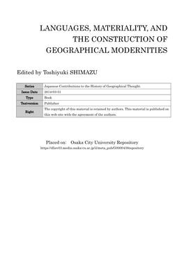 Languages, Materiality, and the Construction of Geographical Modernities