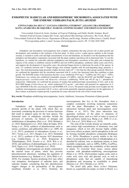 Endophytic Radicular and Rhizospheric Microbiota Associated with the Endemic Cerrado Palm, Butia Archeri