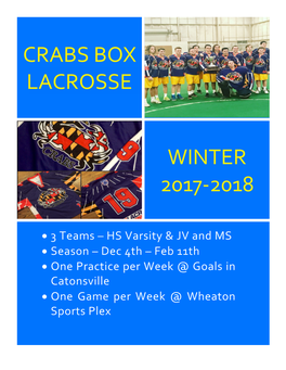 Crabs Box Lacrosse Winter 2017-2018