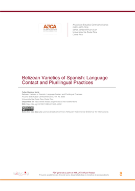 Belizean Varieties of Spanish: Language Contact and Plurilingual Practices