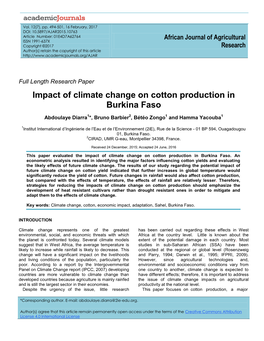 Impact of Climate Change on Cotton Production in Burkina Faso