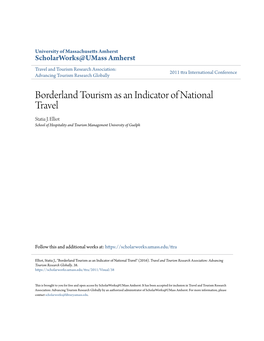 Borderland Tourism As an Indicator of National Travel Statia J