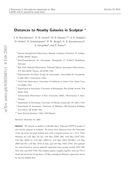 Distances to Nearby Galaxies in Sculptor