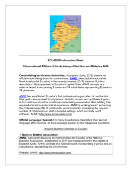 ECUADOR Information Sheet