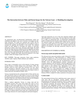 The Interaction Between Tides and Storm Surges for the Taiwan Coast-A Modeling Investigation