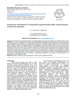 Apocynaceae): a Taxonomic Approach