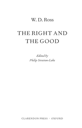 The Right and the Good