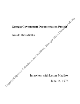 Interview with Lester Maddox June 16, 1976