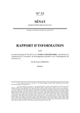 Fret Ferroviaire, Constitué Par La Commission De L’Économie, Du Développement Durable Et De L’Aménagement Du Territoire (2)