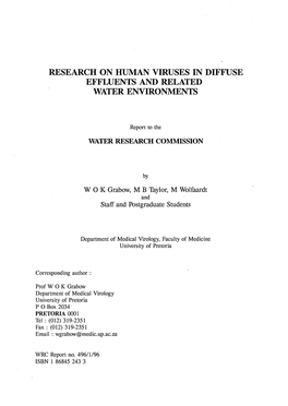 Research on Human Viruses in Diffuse Effluents and Related Water Environments