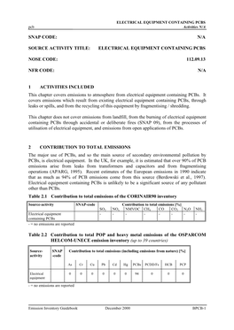 ELECTRICAL EQUIPMENT CONTAINING PCBS Pcb Activities N/A