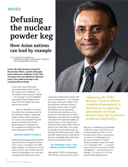 Defusing the Nuclear Powder Keg How Asian Nations Can Lead by Example