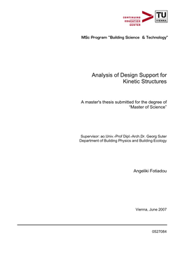 Analysis of Design Support for Kinetic Structures