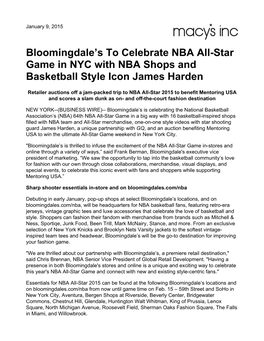 Bloomingdale's to Celebrate NBA All-Star Game in NYC with NBA