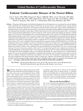 Endemic Cardiovascular Diseases of the Poorest Billion