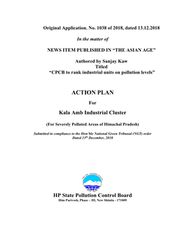 ACTION PLAN for Kala Amb Industrial Cluster