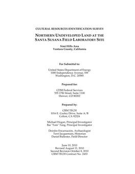 Northern Undeveloped Land at the Santa Susana Field Laboratory Site