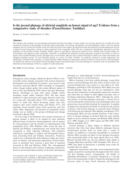 Is the Juvenal Plumage of Altricial Songbirds an Honest Signal of Age? Evidence from a Comparative Study of Thrushes (Passeriformes: Turdidae)