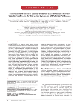 Update: Treatments for Motor Symptoms of Parkinson's Disease