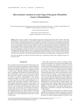 Skin Structure Variation in Water Frogs of the Genus Telmatobius (Anura: Telmatobiidae)