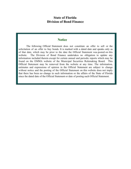 State of Florida Division of Bond Finance Notice